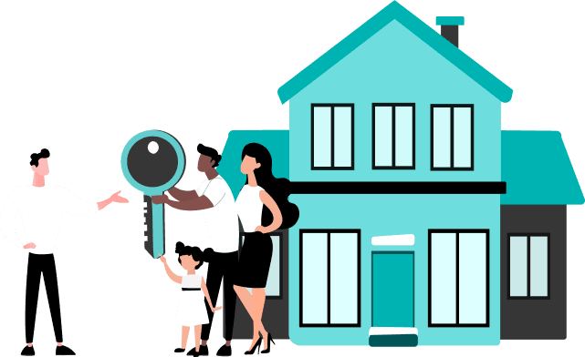 Family with house keys