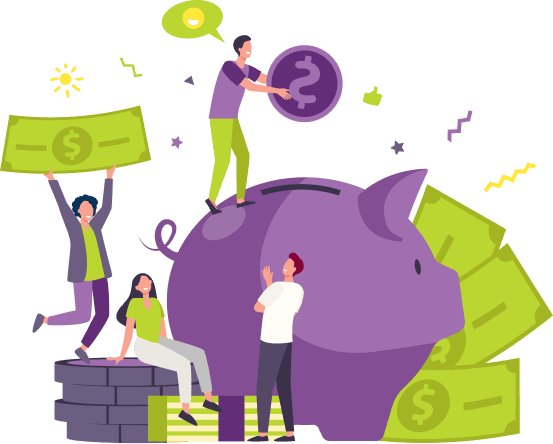 People saving together illustration